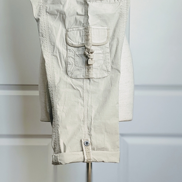 Marrakech Pants Capri Stretch Poplin Cargo Convertible Lightweight Ecru 30 NWT - Picture 4 of 13